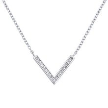 Load image into Gallery viewer, Sterling Silver Downward Arrow Clear CZ Necklace