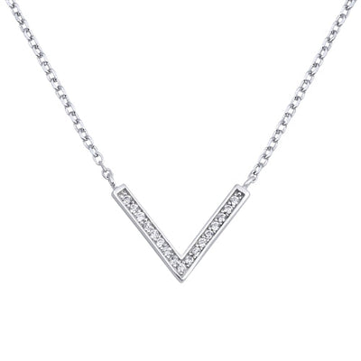 Sterling Silver Downward Arrow Clear CZ Necklace