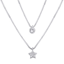 Load image into Gallery viewer, Sterling Silver Clear CZ Star and Circle Necklace
