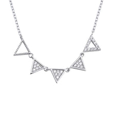 Load image into Gallery viewer, Sterling Silver Clear CZ Triangle Necklace