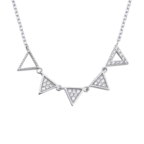 Sterling Silver Clear CZ Triangle Necklace