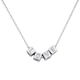 Sterling Silver Clear CZ Love Necklace