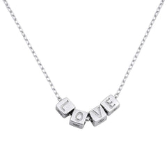 Sterling Silver Clear CZ Love Necklace