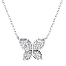 Load image into Gallery viewer, Sterling Silver Butterfly Clear CZ Necklace-10mm