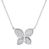 Sterling Silver Butterfly Clear CZ Necklace-10mm