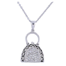 Load image into Gallery viewer, Sterling Silver Necklace Purse With CZ