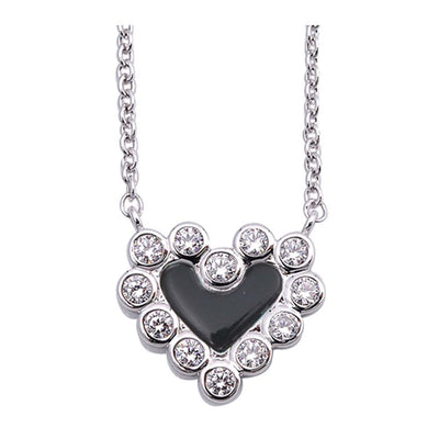 Sterling Silver Necklace Heart With CZ