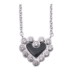 Sterling Silver Necklace Heart With CZ