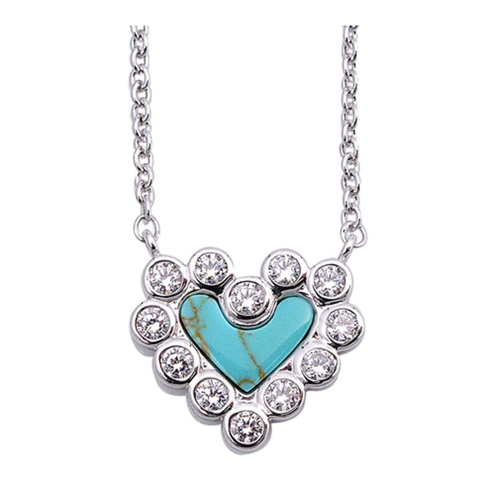 Sterling Silver Necklace Heart With CZ