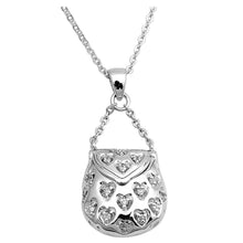 Load image into Gallery viewer, Sterling Silver Necklace Purse With CZ