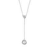 Sterling Silver Rhodium Plated Double Rounds Clear CZ Necklace