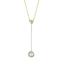 Load image into Gallery viewer, Sterling Silver Yellow Gold Plated Double Rounds Clear CZ Necklace