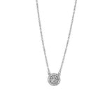 Sterling Silver Rhodium Plated Round Clear CZ Necklace