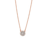 Sterling Silver Rose Gold Plated Round Clear CZ Necklace