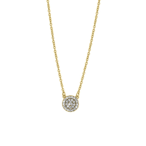 Sterling Silver Yellow Gold Plated Round Clear CZ Necklace