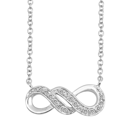 Sterling Silver Clear CZ Infinity Necklace