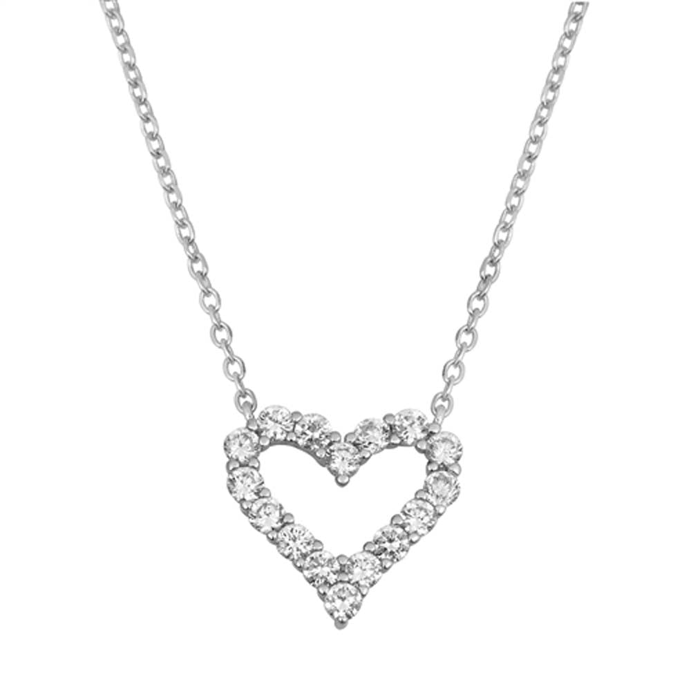 Sterling Silver Clear CZ Heart Necklace