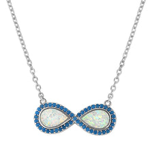 Load image into Gallery viewer, Sterling Silver White Lab Opal CZ Infinity Necklace