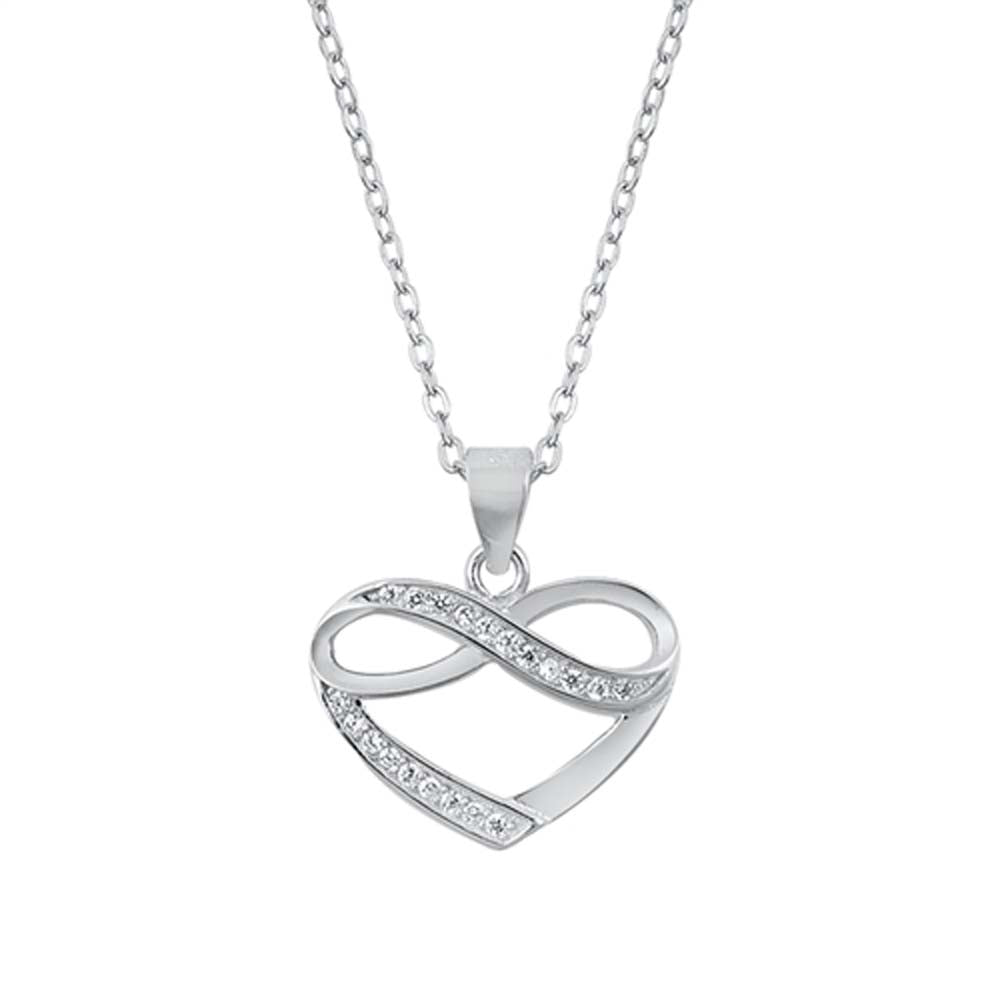 Sterling Silver Clear CZ Heart Necklace