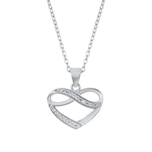 Load image into Gallery viewer, Sterling Silver Clear CZ Heart Necklace