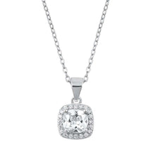 Load image into Gallery viewer, Sterling Silver Clear CZ Square Necklace