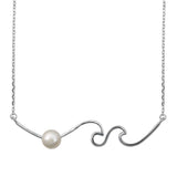 Sterling Silver Waves and Pearl Necklace
