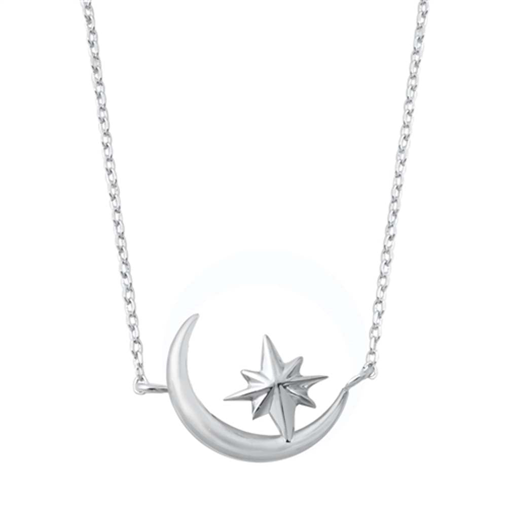 Sterling Silver Moon and Star Necklace
