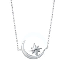Load image into Gallery viewer, Sterling Silver Moon and Star Necklace