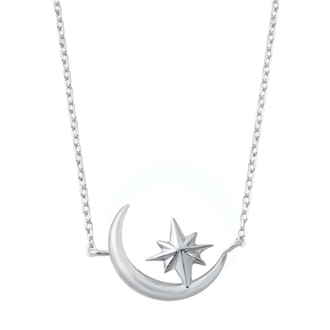 Sterling Silver Moon and Star Necklace