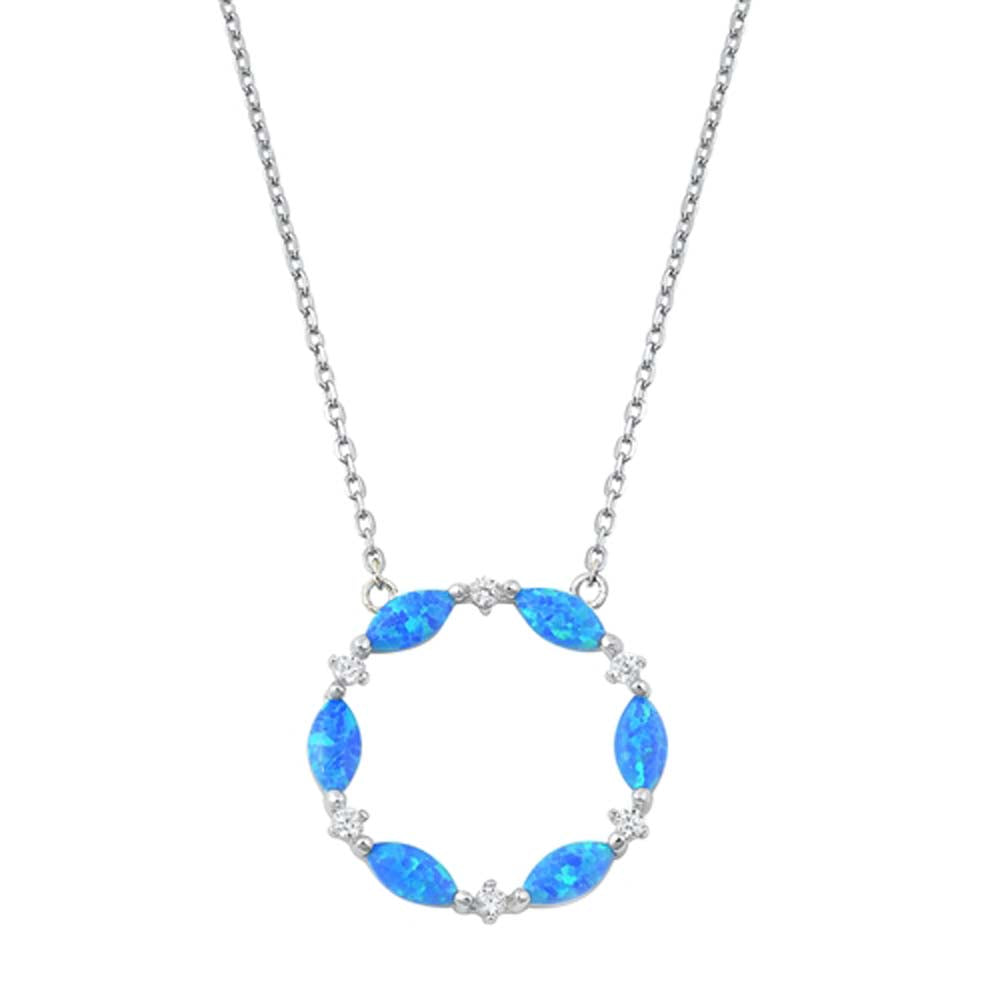 Sterling Silver Butterfly Blue Opal CZ Necklaces