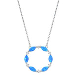 Sterling Silver Butterfly Blue Opal CZ Necklaces