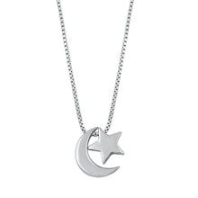 Load image into Gallery viewer, Sterling Silver Crescent Moon And Star Necklace