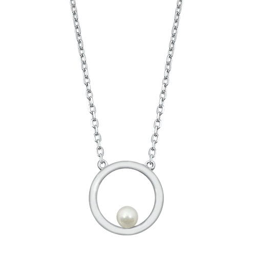 Sterling Silver Round Pearl Necklace