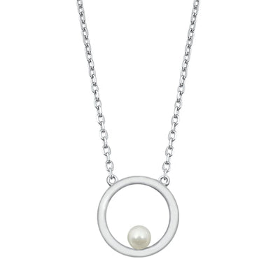 Sterling Silver Round Pearl Necklace