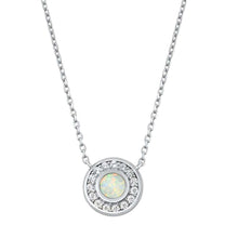 Load image into Gallery viewer, Sterling Silver Round White Opal CZ Necklaces