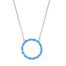 Load image into Gallery viewer, Sterling Silver Blue Opal CZ Necklaces