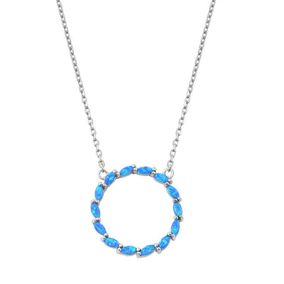 Sterling Silver Blue Opal CZ Necklaces