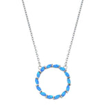 Sterling Silver Blue Opal CZ Necklaces