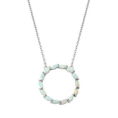 Sterling Silver White Opal CZ Necklaces