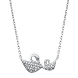 Sterling Silver Mother and Baby Swans Necklace