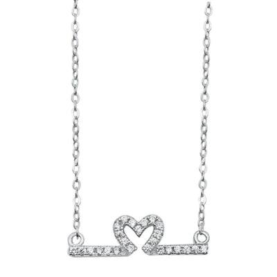 Sterling Silver Heart Line Necklace - silverdepot