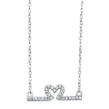 Sterling Silver Heart Line Necklace