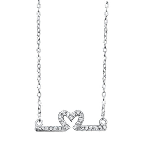 Sterling Silver Heart Line Necklace