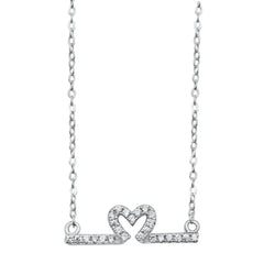 Sterling Silver Heart Line Necklace