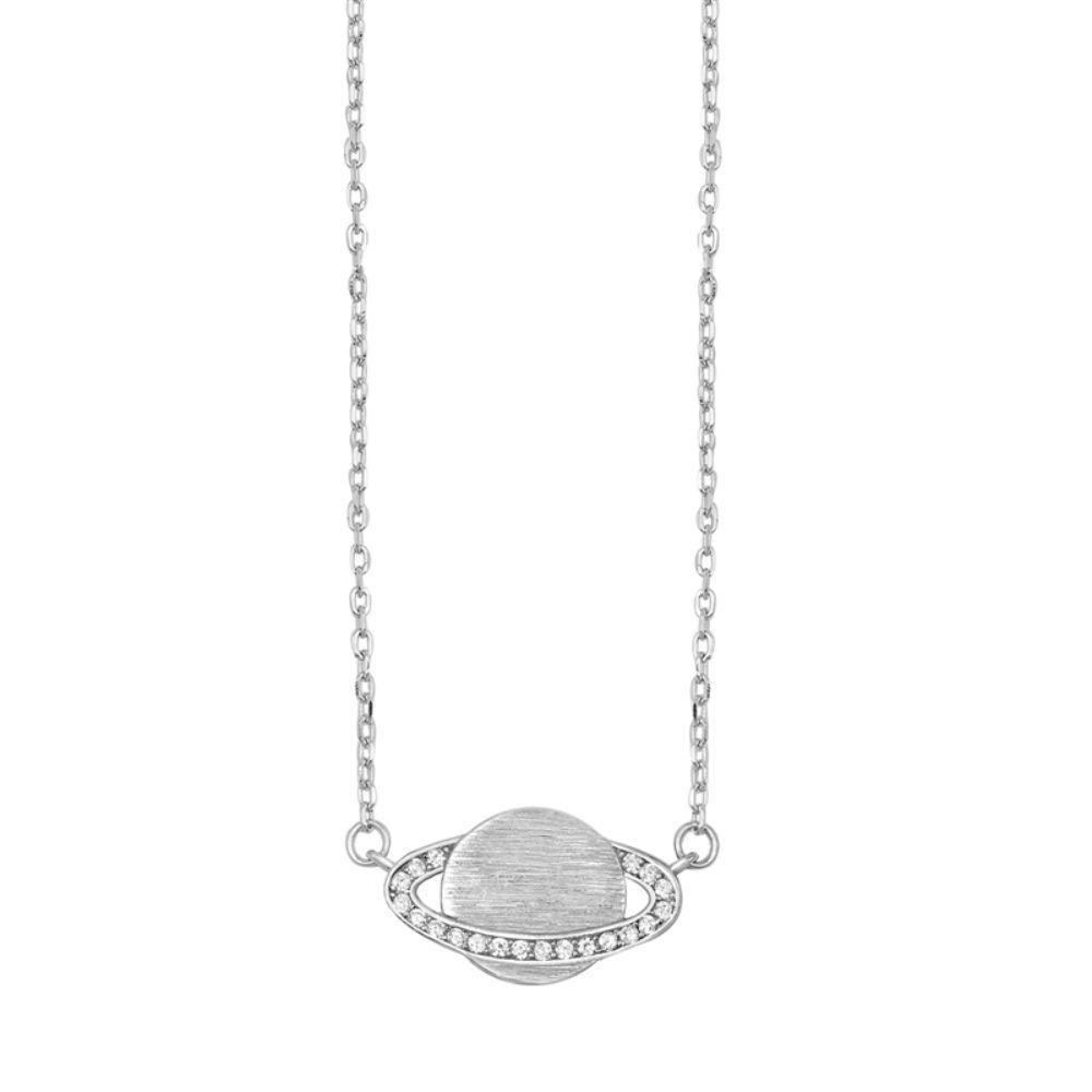 Sterling Silver Planet Saturn Necklace - silverdepot