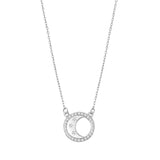 Sterling Silver Moon Clear CZ Necklace