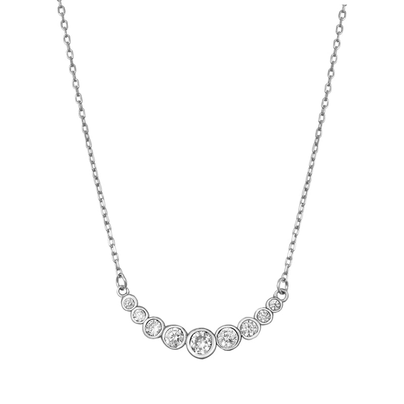 Sterling Silver Rounds Clear CZ Necklace