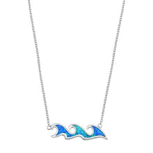 Load image into Gallery viewer, Sterling Silver Waves Blue Lab Opal Necklace