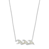 Sterling Silver Waves White Lab Opal Necklace