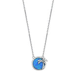 Sterling Silver Palm Tree Blue Lab Opal Necklace
